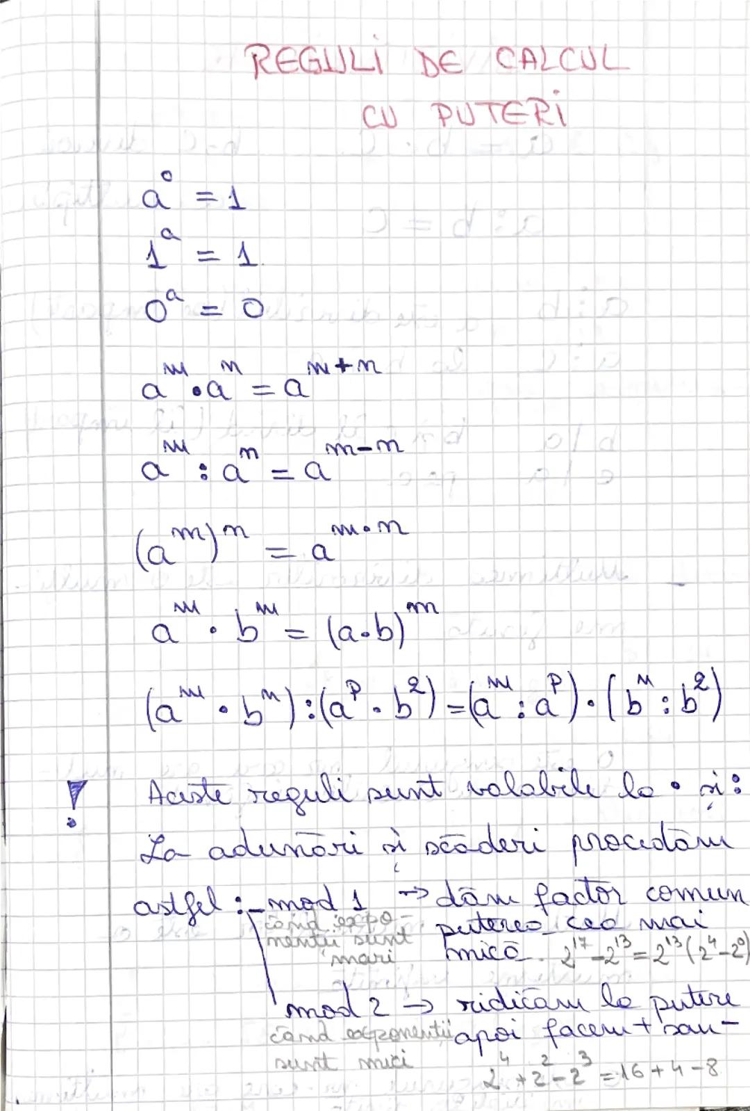 Reguli de calcul cu puteri 