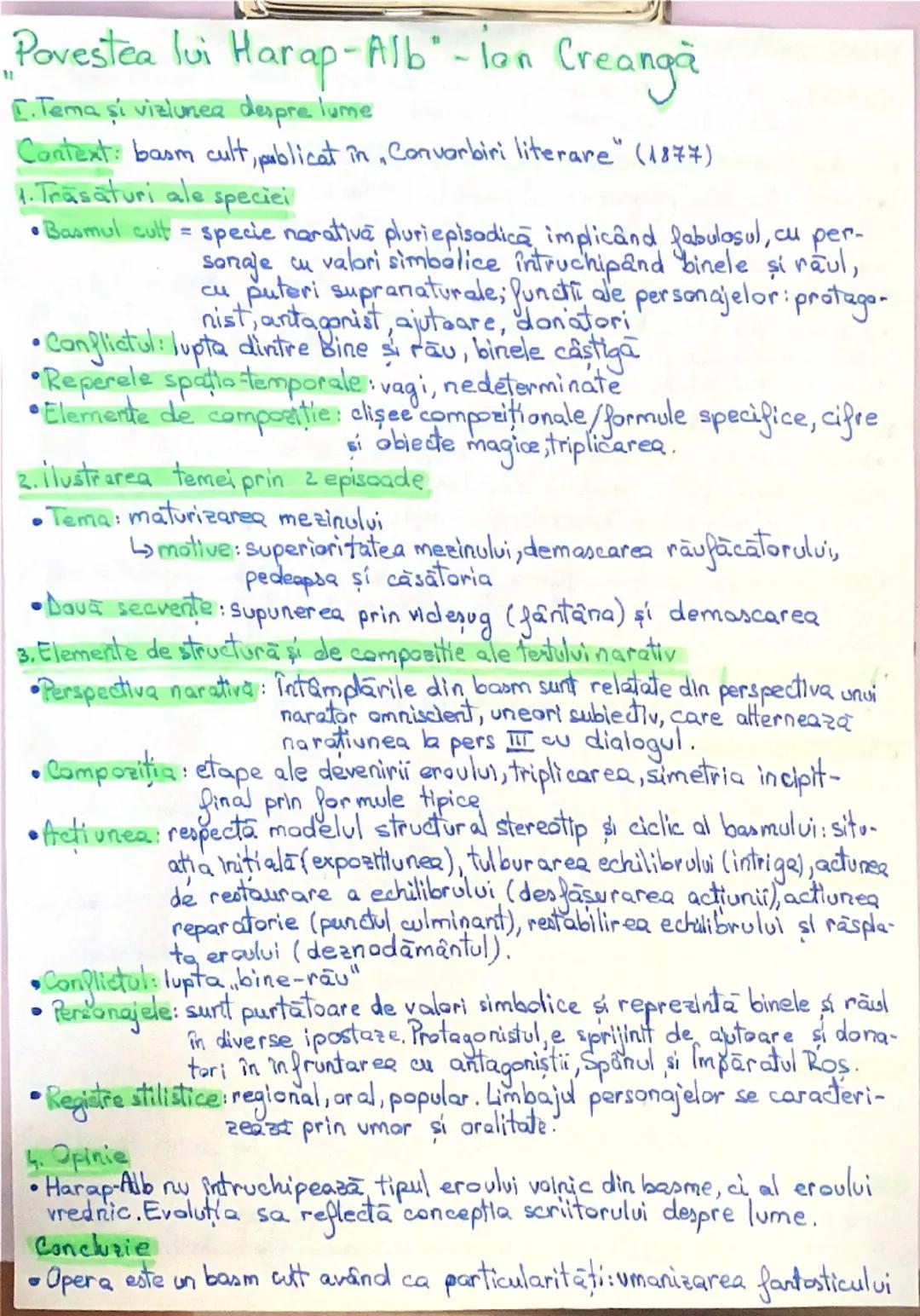 Povestea lui Harap-Alb - Ion Creangă
1. Tema şi viziunea despre lume
Context: basm cult, publicat în "Convorbiri literare" (1877)
1. Trăsătu