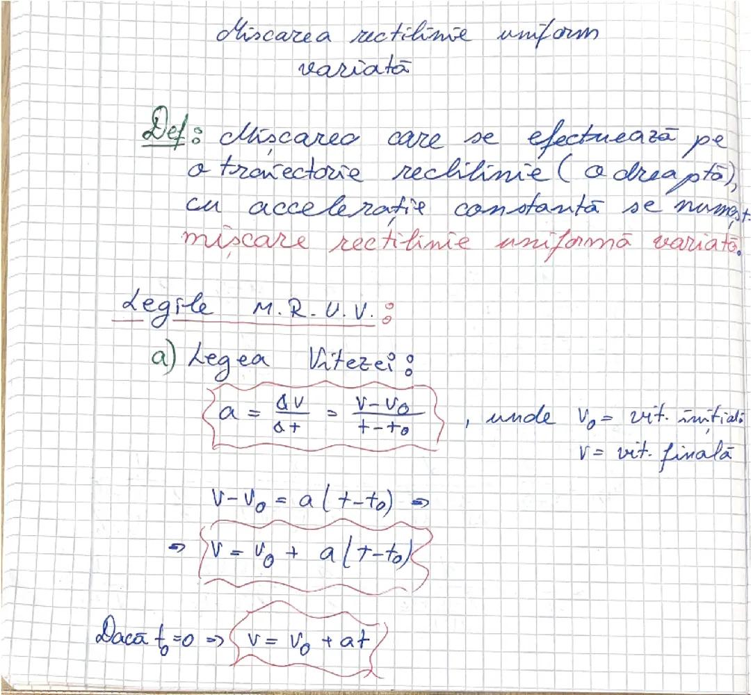 Mișcarea Rectilinie Uniform Variată: Noțiuni și Exemple