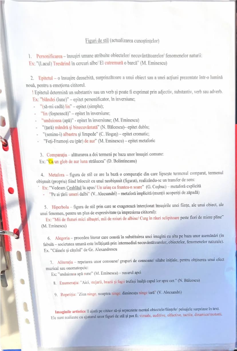 # Figuri de stil (actualizarea cunoştinţelor)

1. **Personificarea** - însuşiri umane atribuite obiectelor/ necuvântătoarelor/ fenomenelor n