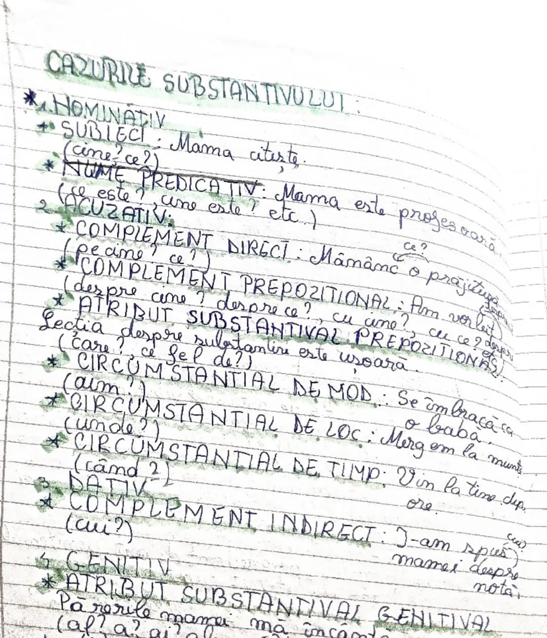 * CAZURILE SUBSTANTIVULUI:
* HOMINATIV
+ SUBIECI Mama citeşte.
(cine ce?)
* NUME PREDICATIV: Mama este procesoară...
(de este?, cine este ? 