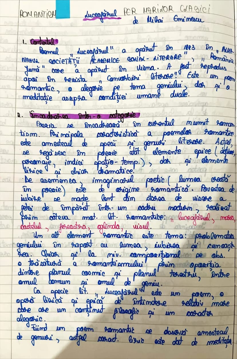 # RON ANTIU

# luceafărul PER NARADOR CLASICI
de Mihai Eminescu

1. Contextul

Poemul "luceafărul" a apărut în 1883 în România
în "Societate