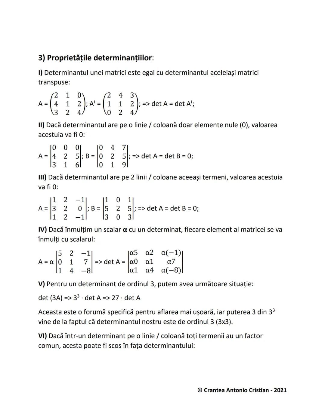 # Determinantul unei Matrici

1) Determinanți de ordinul 2:
Pentru aflarea unui determinant de ordinul 2, facem suma diagonalei principale,
