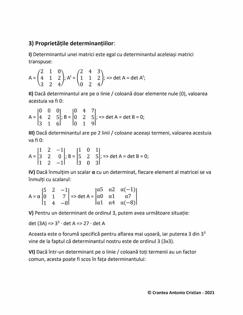 # Determinantul unei Matrici

1) Determinanți de ordinul 2:
Pentru aflarea unui determinant de ordinul 2, facem suma diagonalei principale,
