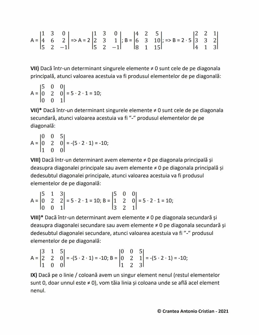 # Determinantul unei Matrici

1) Determinanți de ordinul 2:
Pentru aflarea unui determinant de ordinul 2, facem suma diagonalei principale,
