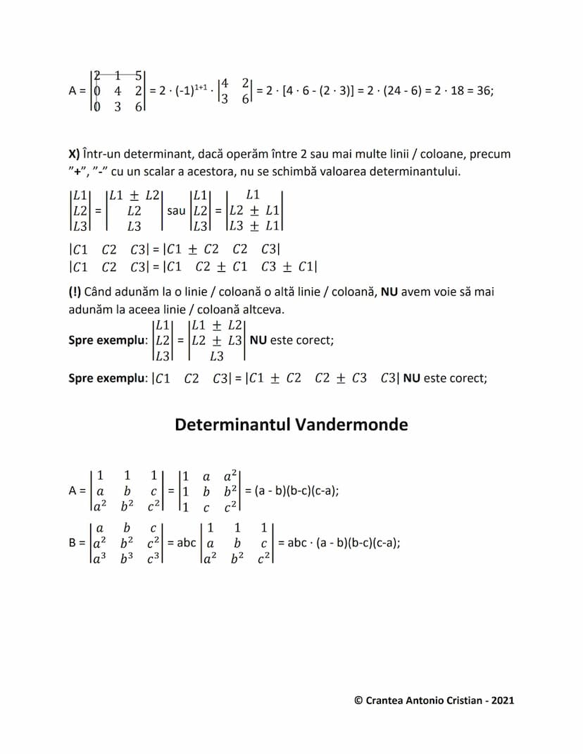 # Determinantul unei Matrici

1) Determinanți de ordinul 2:
Pentru aflarea unui determinant de ordinul 2, facem suma diagonalei principale,
