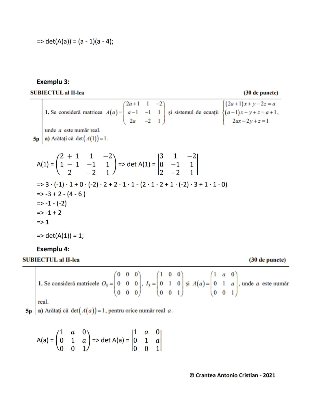 # Determinantul unei Matrici

1) Determinanți de ordinul 2:
Pentru aflarea unui determinant de ordinul 2, facem suma diagonalei principale,
