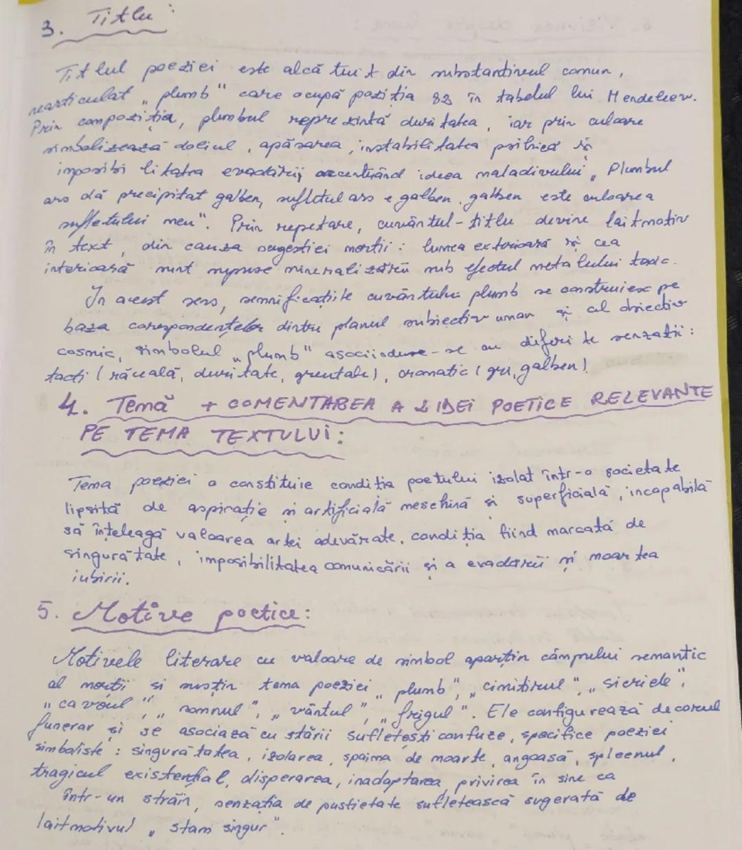--- OCR Start ---
AL
Plumb
de. George
* Bacovia.
~Plan~
1. Context
2. Incadrare în:
a. specia literară = elegie.
b. Curent literar = Simboli