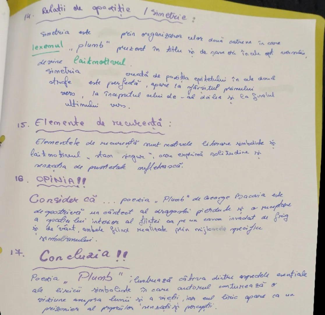 --- OCR Start ---
AL
Plumb
de. George
* Bacovia.
~Plan~
1. Context
2. Incadrare în:
a. specia literară = elegie.
b. Curent literar = Simboli