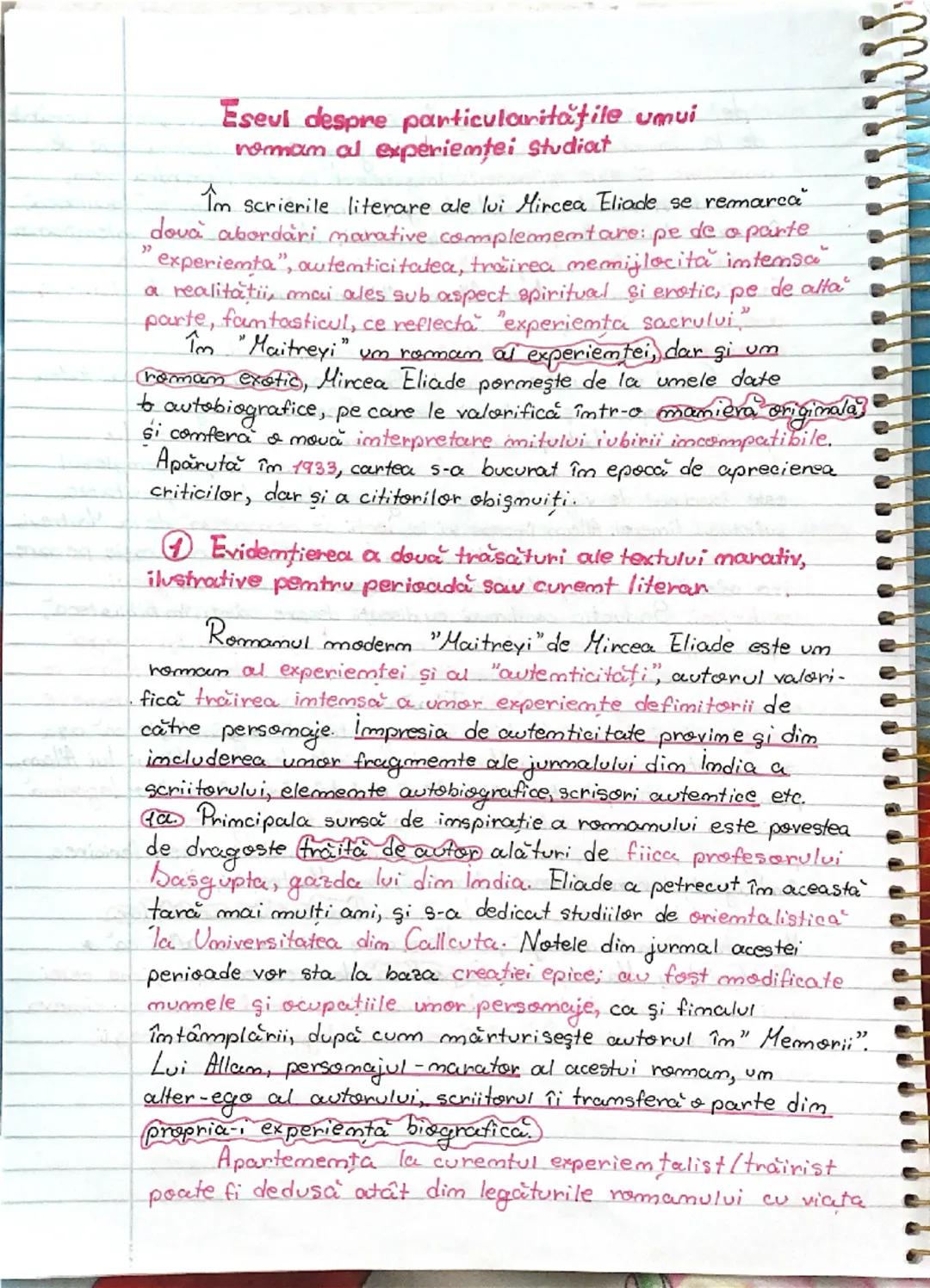 # Eseul despre particularităţile umui
roman al experienței studiat

Îm scrierile literare ale lui Mircea Eliade se remarca
dova abordari mar