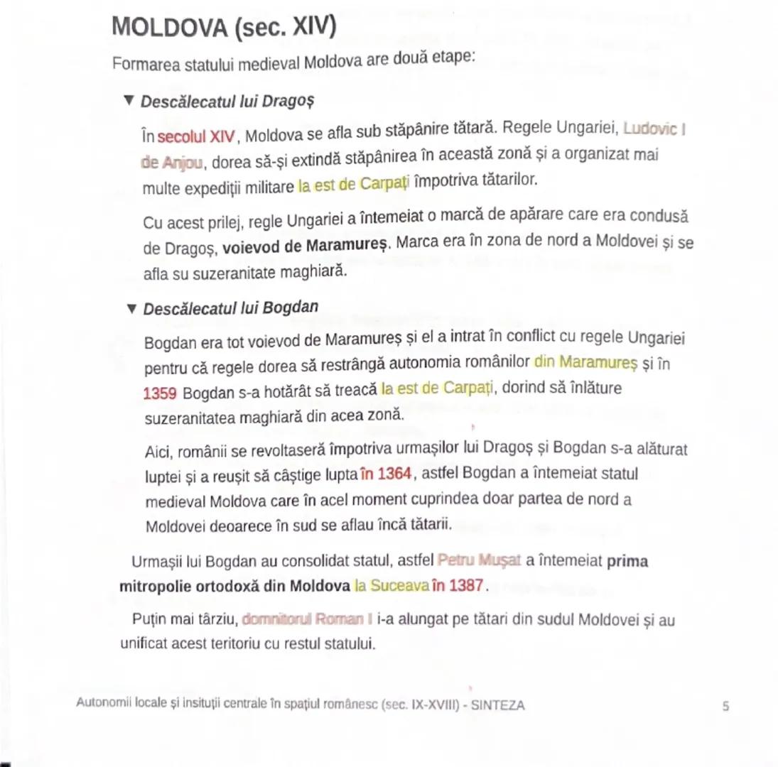 # MOLDOVA (sec. XIV)

Formarea statului medieval Moldova are două etape:

▼Descălecatul lui Dragoş

În secolul XIV, Moldova se afla sub stăp