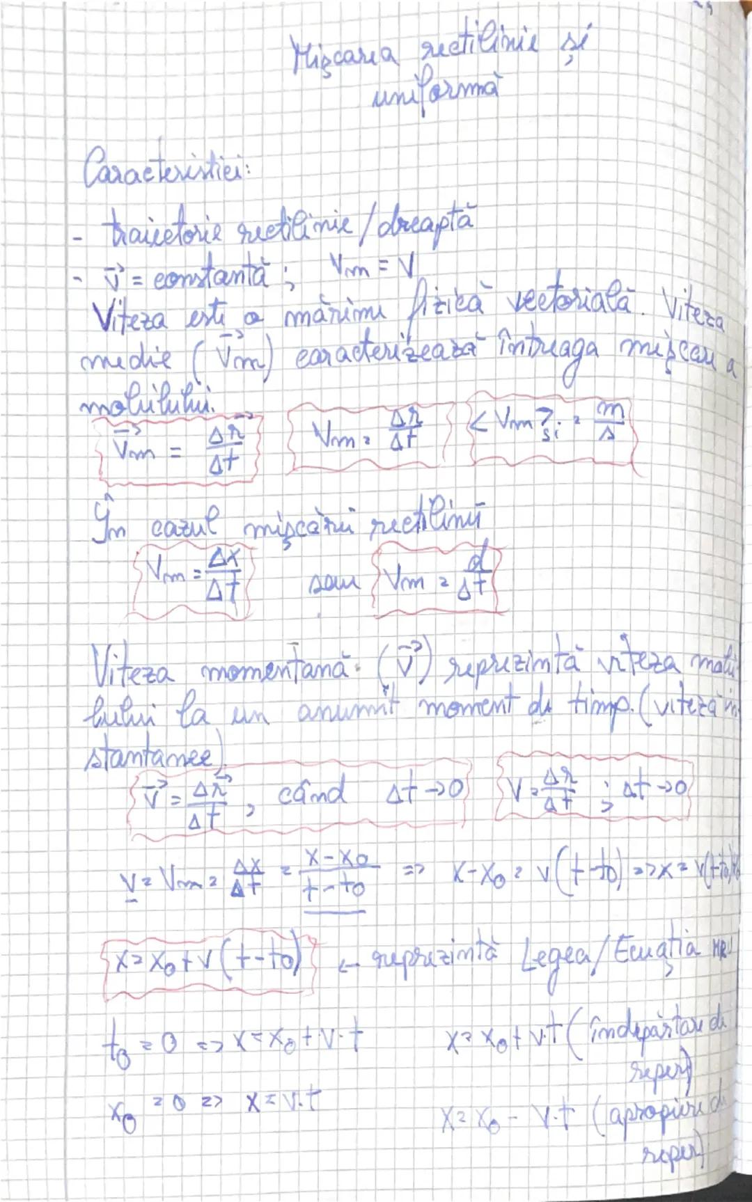 Miscaria rectilinie şi
uniformă

Caracteristici:
- traicetorie rectilinie dreaptă
- $\overrightarrow{v}$ = constantă; Vm = V
Viteza esti a m