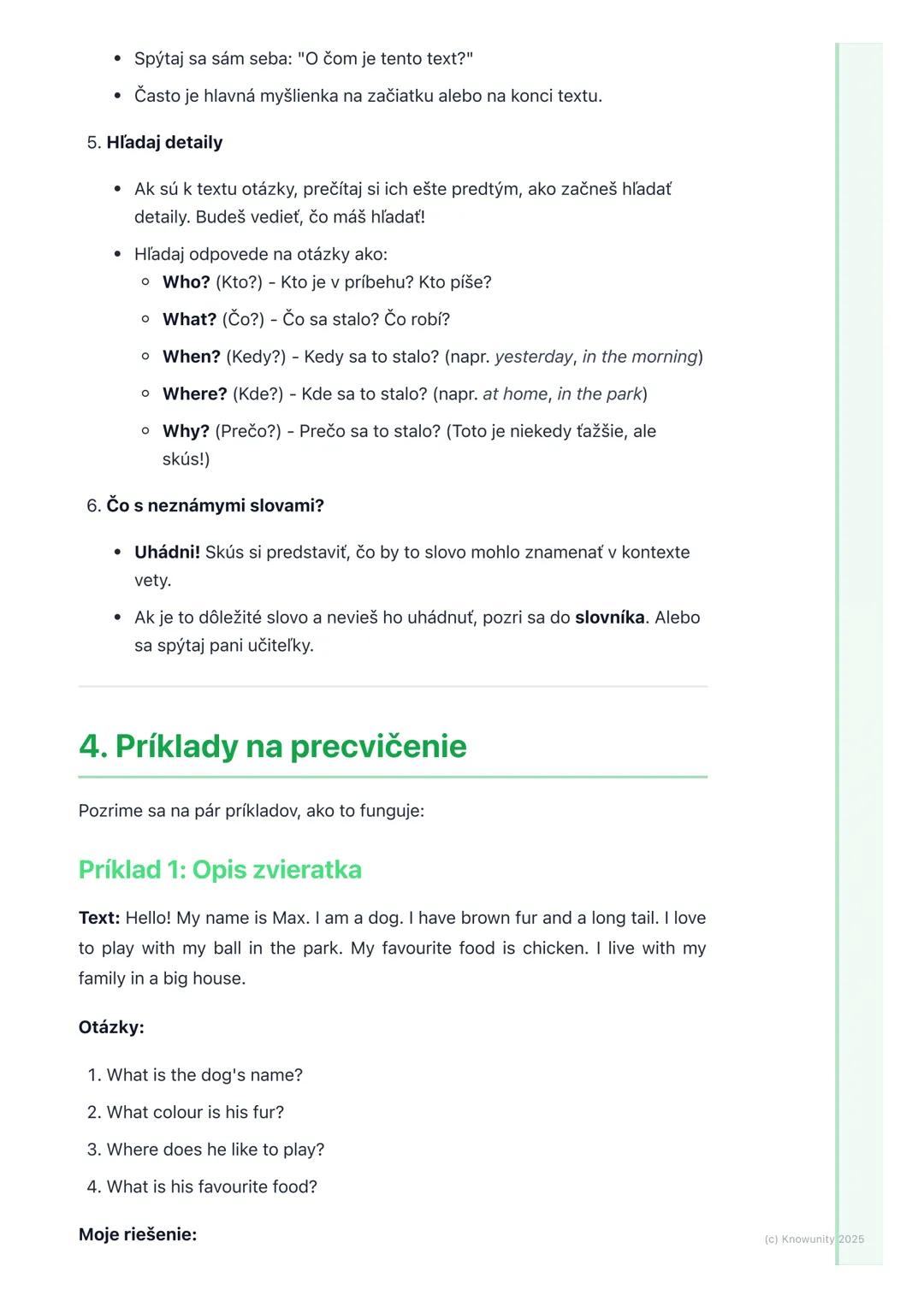 # Čítanie krátkych textov

1. Prečo je dôležité čítať krátke texty?

Čítanie krátkych textov po anglicky je super dôležité! Pomáha nám to ro