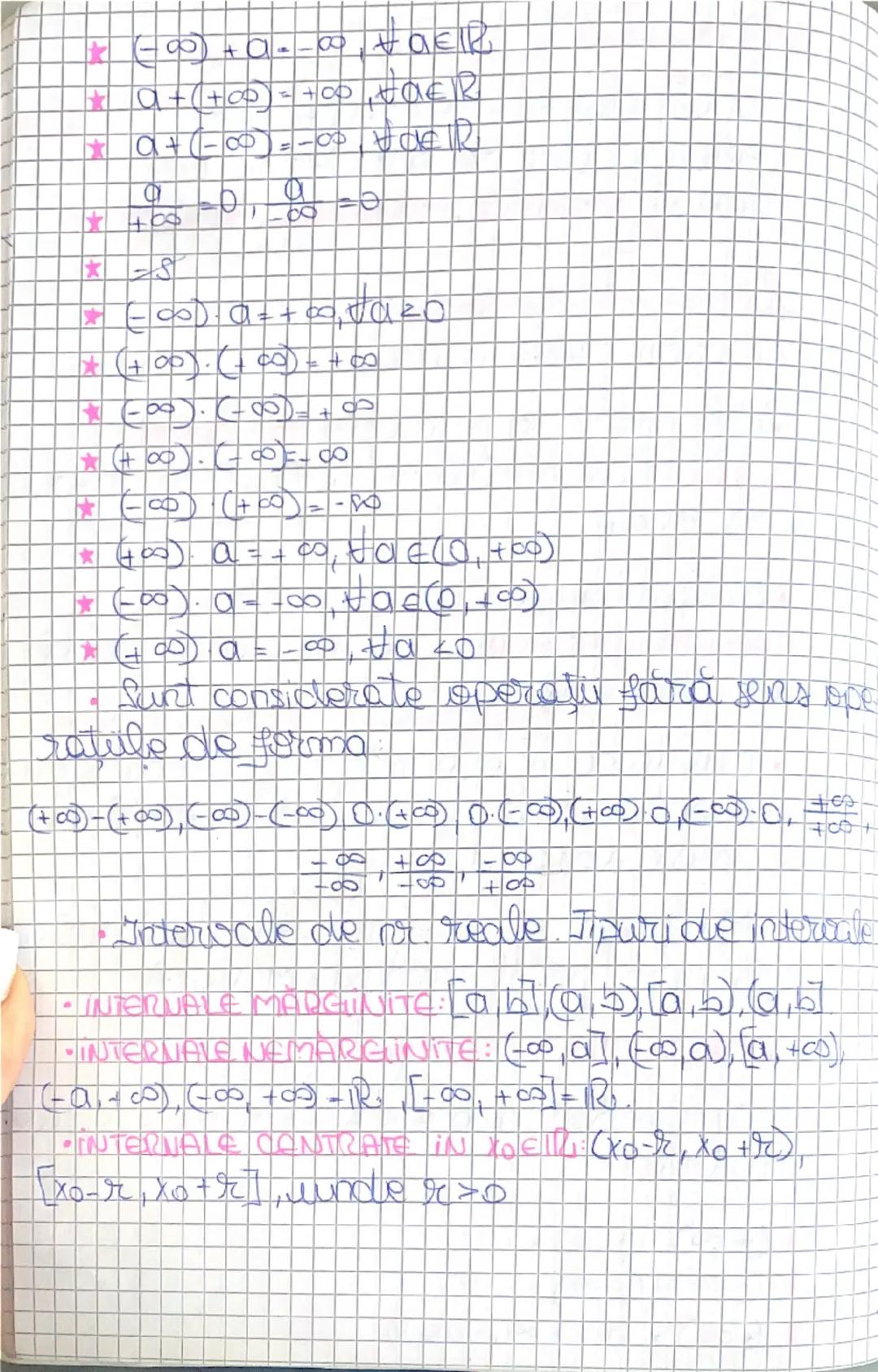 * $(-∞) + a = -∞, ∀ a ∈ ℝ$
* $a + (+∞) = +∞, ∀ a ∈ ℝ$
* $a + (-∞) = -∞, ∀ a ∈ ℝ$
* $\frac{a}{+∞} = 0$, $\frac{a}{-∞} = 0$
* $\frac{a}{-∞}$
*