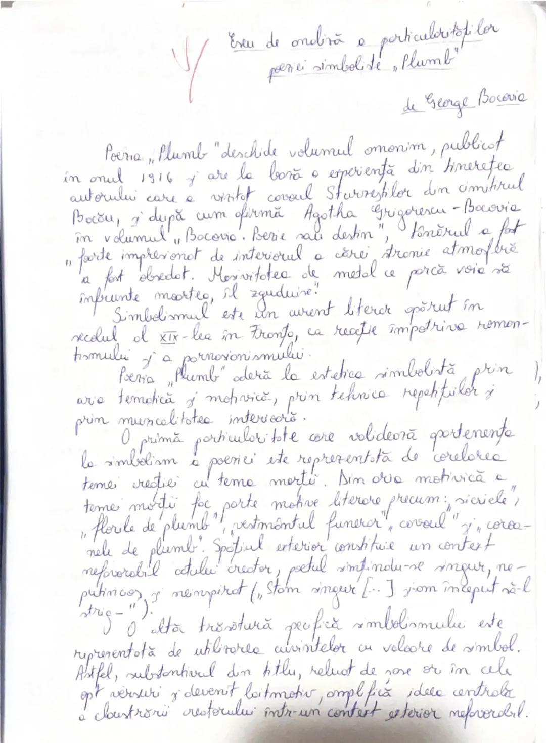 --- OCR Start ---ツ
Exeu de onlină a particularitofi lor
peenei simbolite, Plumb"
de George Bocorvie
Poena, Plumb "deschide volumul omonim, p