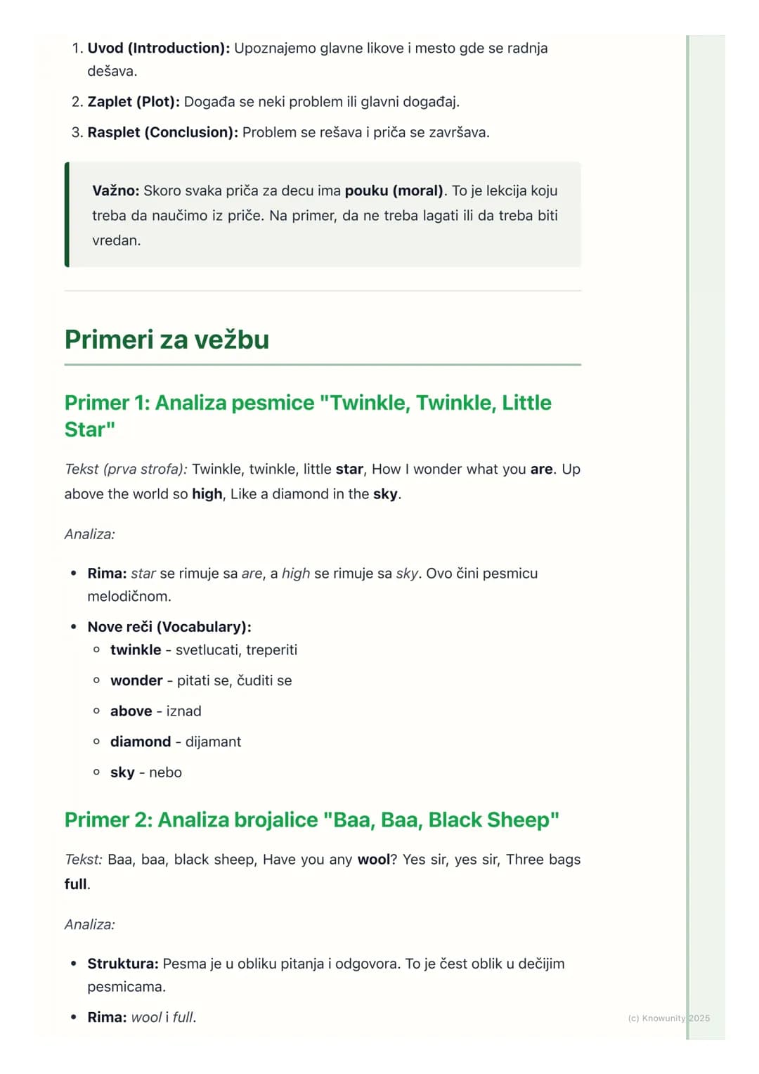 # Pesme i priče

## Uvod: Zašto učimo pesme i priče?

Učenje pesama, brojalica i kratkih priča na engleskom je super način da se
lakše nauči