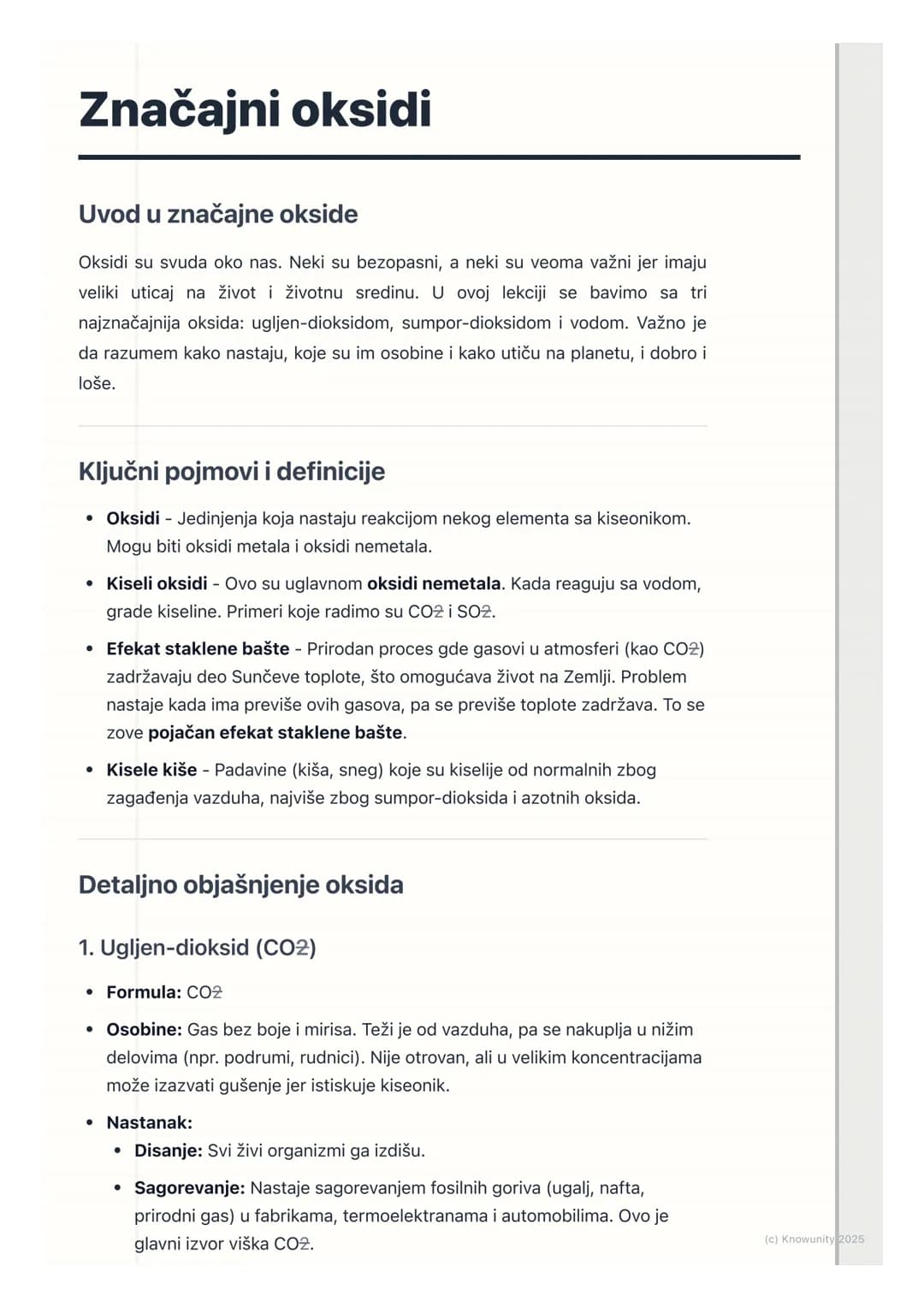 # Značajni oksidi

Uvod u značajne okside

Oksidi su svuda oko nas. Neki su bezopasni, a neki su veoma važni jer imaju
veliki uticaj na živo