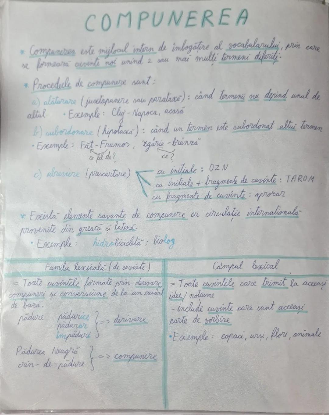 # COMPUNEREA

* Compunerea este mijlocul intorn de îmbogătire al vocabularului, prin care
se formează cuvinte noi unind 2 sau mai multi term