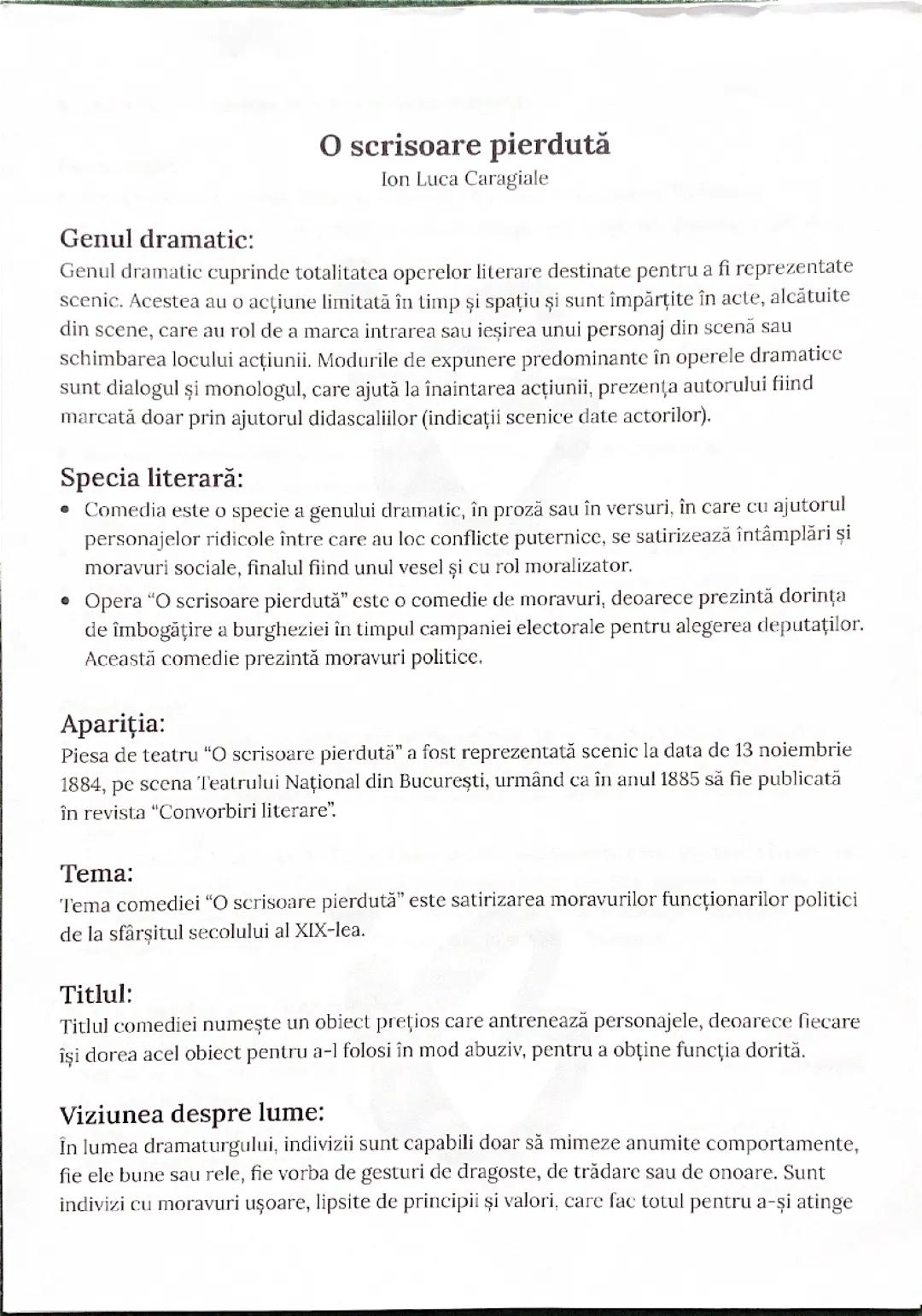 „O scrisoare pierdută” - o analiză detaliată a operei lui Ion Luca Caragiale