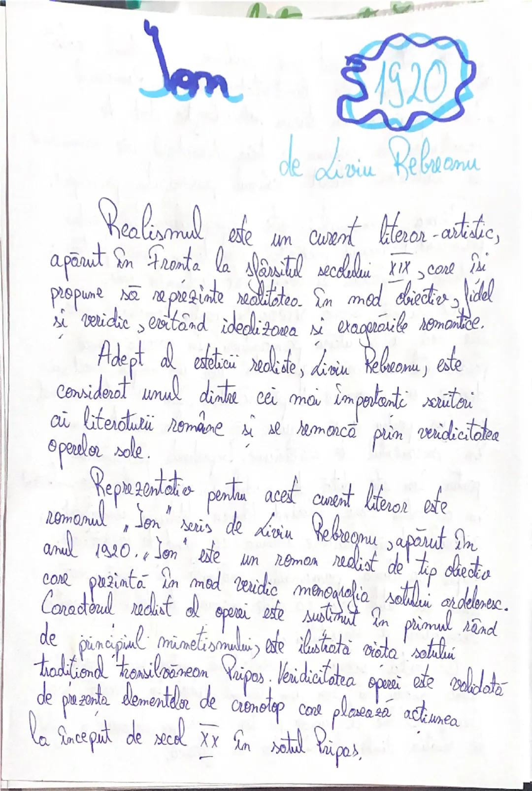 # Ion

1920
de Liviu Rebreanu

Realismul este un curent literar-artistic, apărut în Franța la sfârșitul secolului XIX, care își propune să p