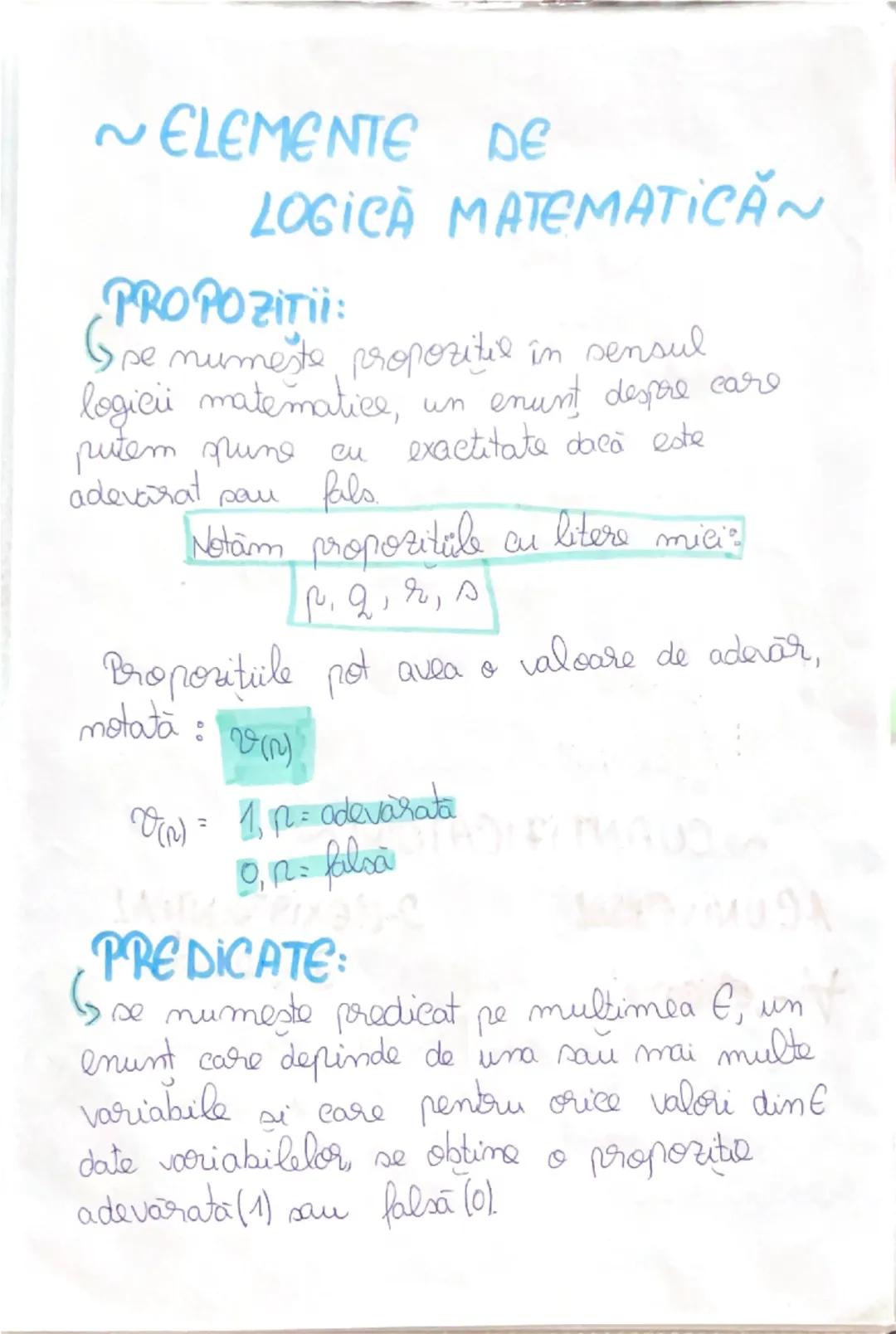 Elemente de logică matematică.