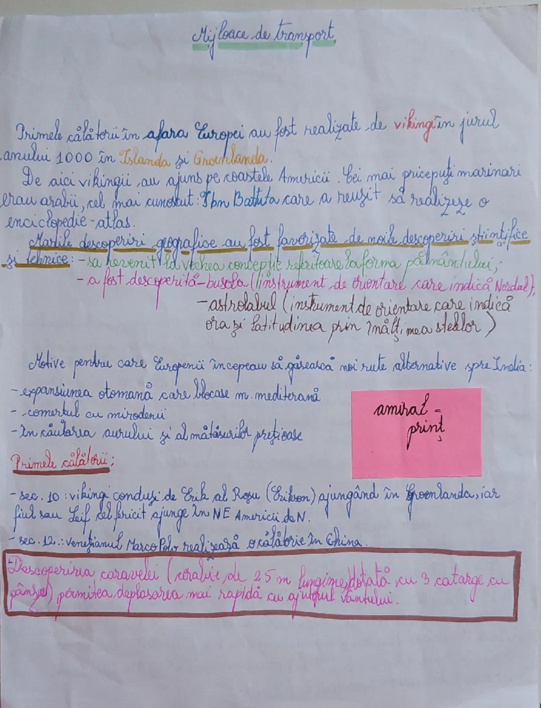 --- OCR Start ---
Mijloace de transport
Primele călători în afara Europei au fost realizate de vikingi în jurul
- anului 1000 în Islanda şi 