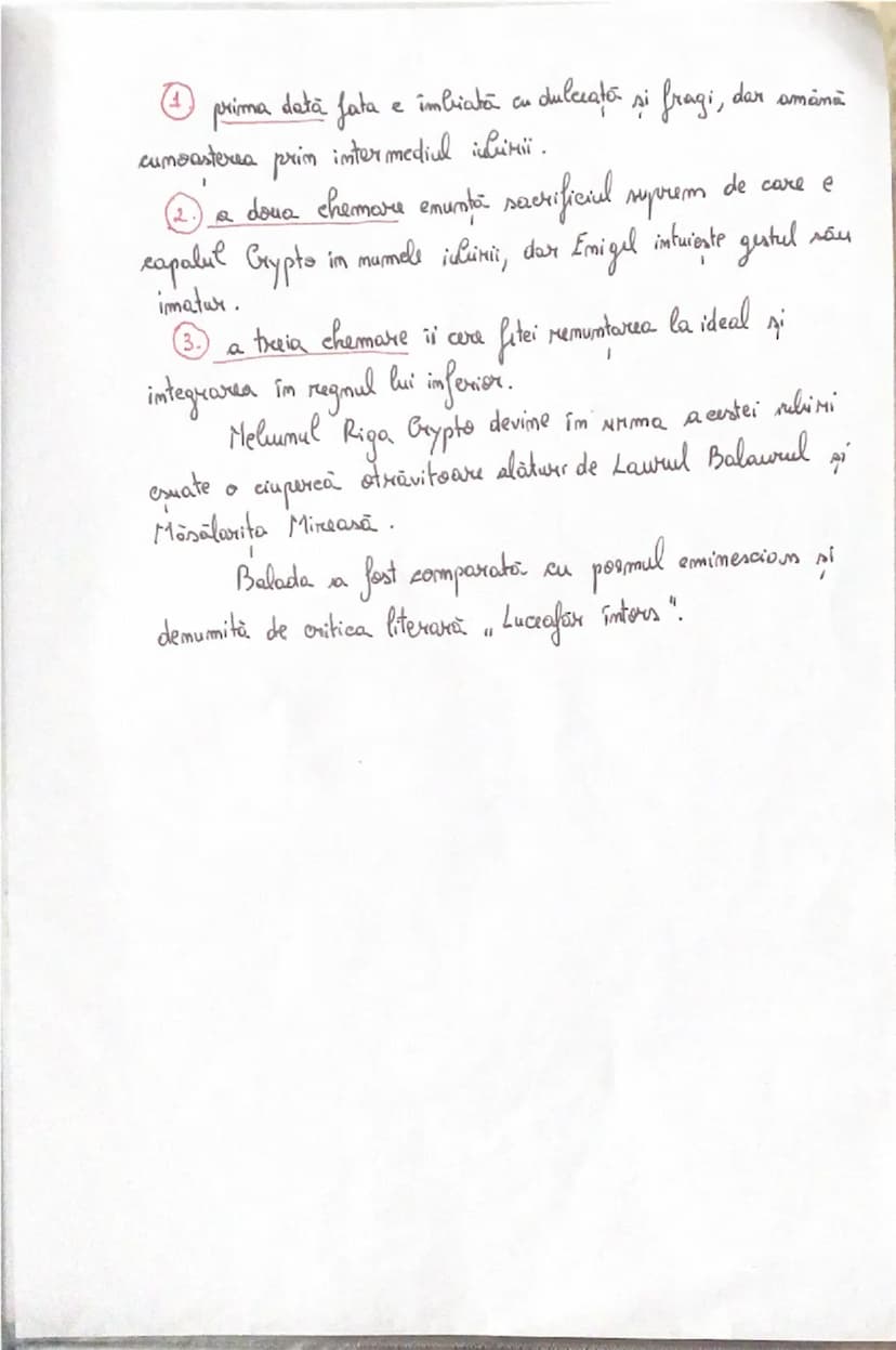 1. prima dată fata e îmbiata cu dulcată şi fragi, dar amână
cunoasterea prin intermediul iubirii.

2. a doua chemare emunță sacrificiul supr