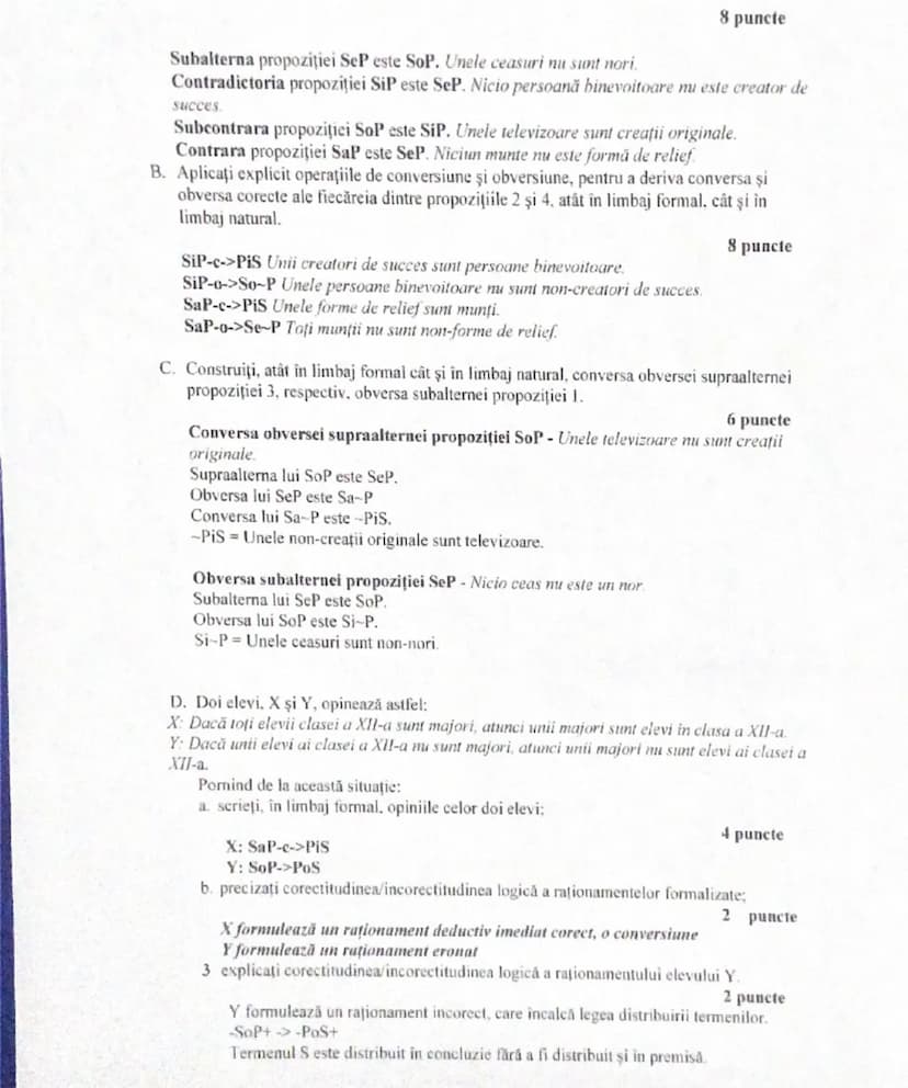 --- OCR Start ---
Model de rezolvare pentru subiectele I-B, II, III
SUBIECTUL I
B. Fie termenii A,B,C, D şi E, astfel încât A este intersect
