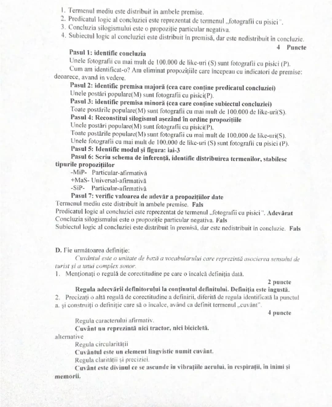 --- OCR Start ---
Model de rezolvare pentru subiectele I-B, II, III
SUBIECTUL I
B. Fie termenii A,B,C, D şi E, astfel încât A este intersect