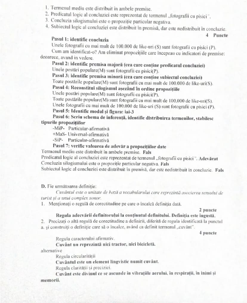 --- OCR Start ---
Model de rezolvare pentru subiectele I-B, II, III
SUBIECTUL I
B. Fie termenii A,B,C, D şi E, astfel încât A este intersect