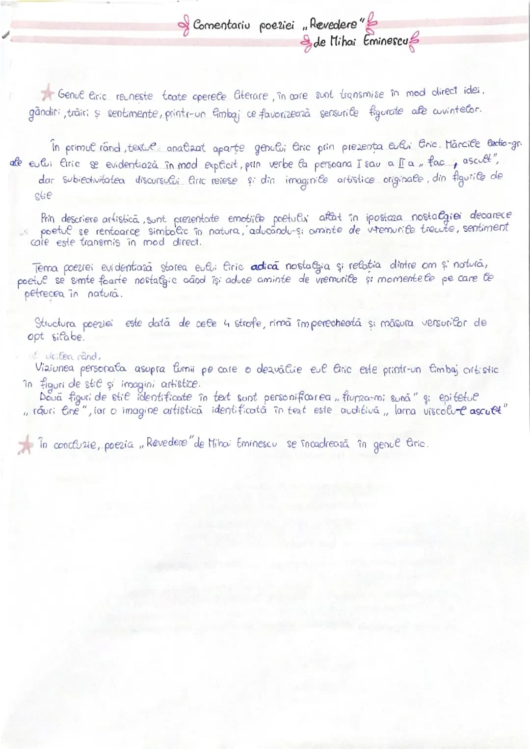 Comentariu “Revedere” de M.E