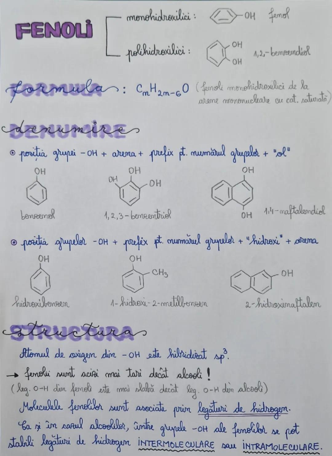 # FENOLI

OH

FENOL
obtinerea de medicamente, cobranti, novolac, bachelita,
fibre sintetice, ierbicide, soluţii antiseptice

CH3

OH

ORTO-C
