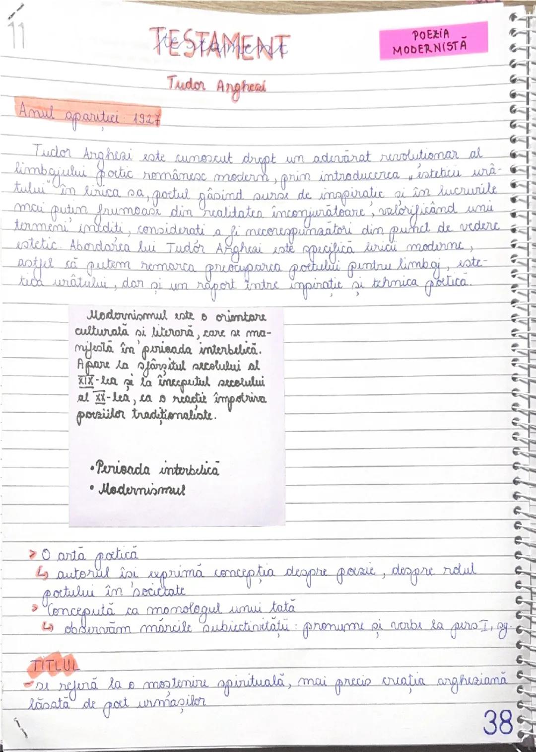 11
TESTAMENT
Tudor Arghezi
POEZIA
MODERNISTA
Anul apariției 1927
Tudor Arghezi este cunoscut drept un adevărat revoluționar al
limbajului po
