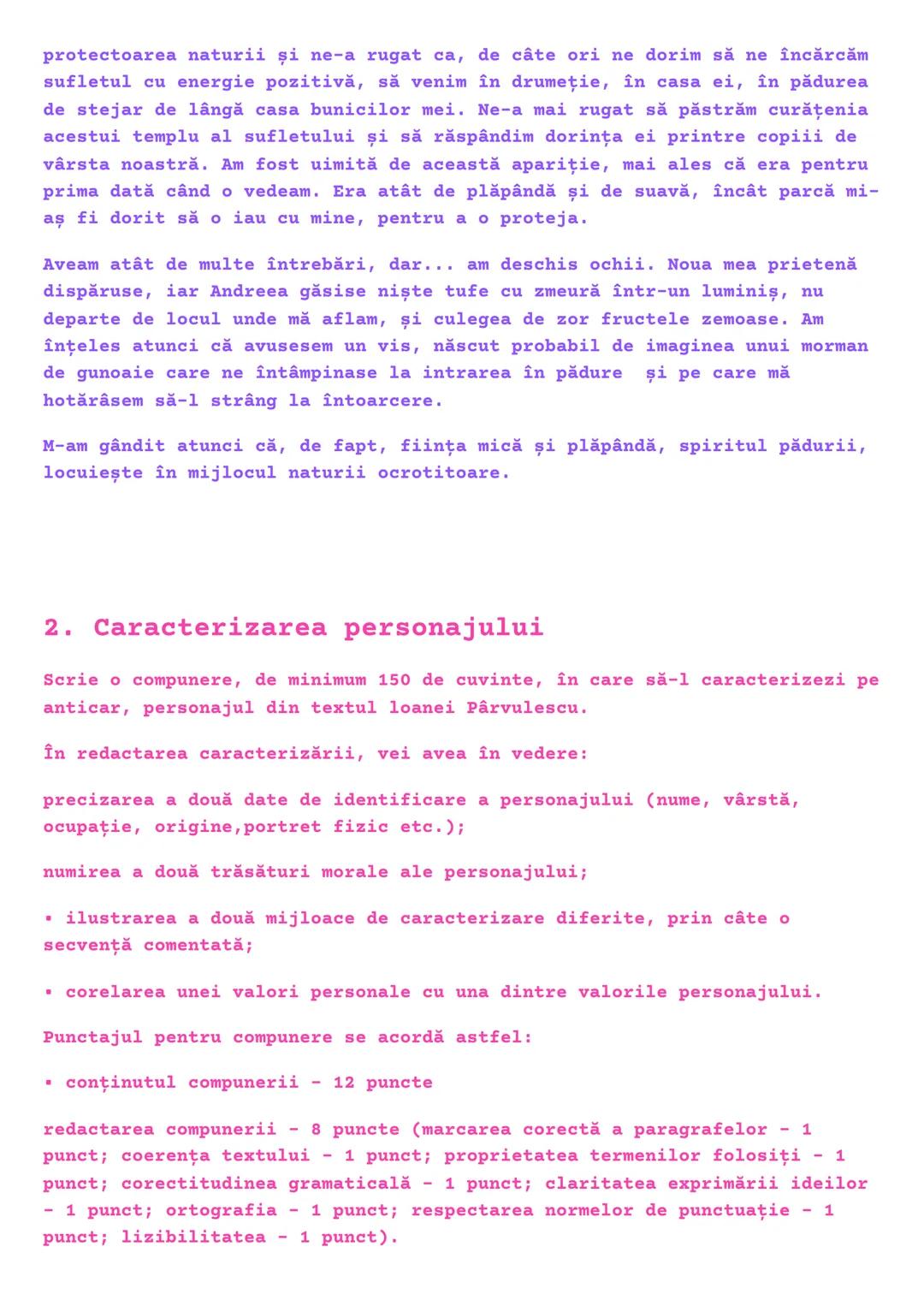Modele de rezolvări - Compuneri
Subiectul al II-lea Limba și Literatura
Română
1. Text narativ
Redactează un text de cel puțin 150 de cuvint