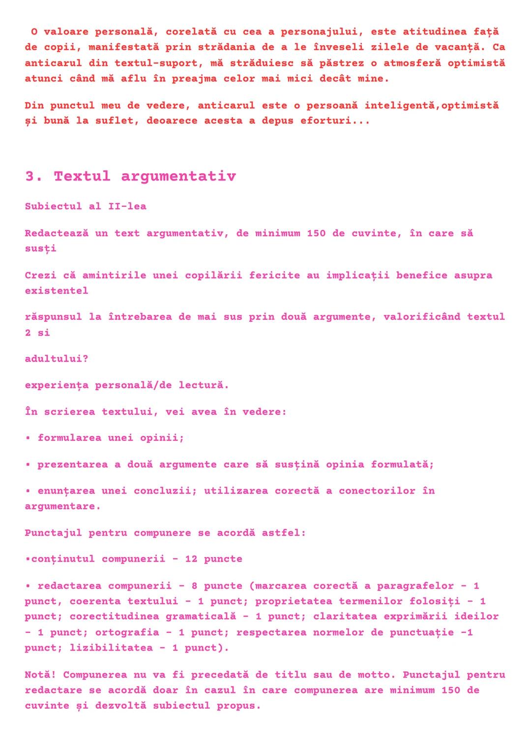 Modele de rezolvări - Compuneri
Subiectul al II-lea Limba și Literatura
Română
1. Text narativ
Redactează un text de cel puțin 150 de cuvint