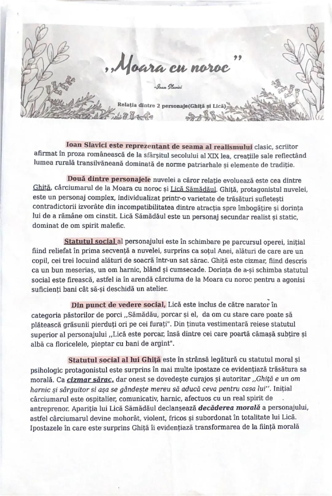 # ,Moara cu noroc,"

-Ioan Slavici

Relatia dintre 2 personaje(Ghiță și Lică)

Ioan Slavici este reprezentant de seama al realismului clasic