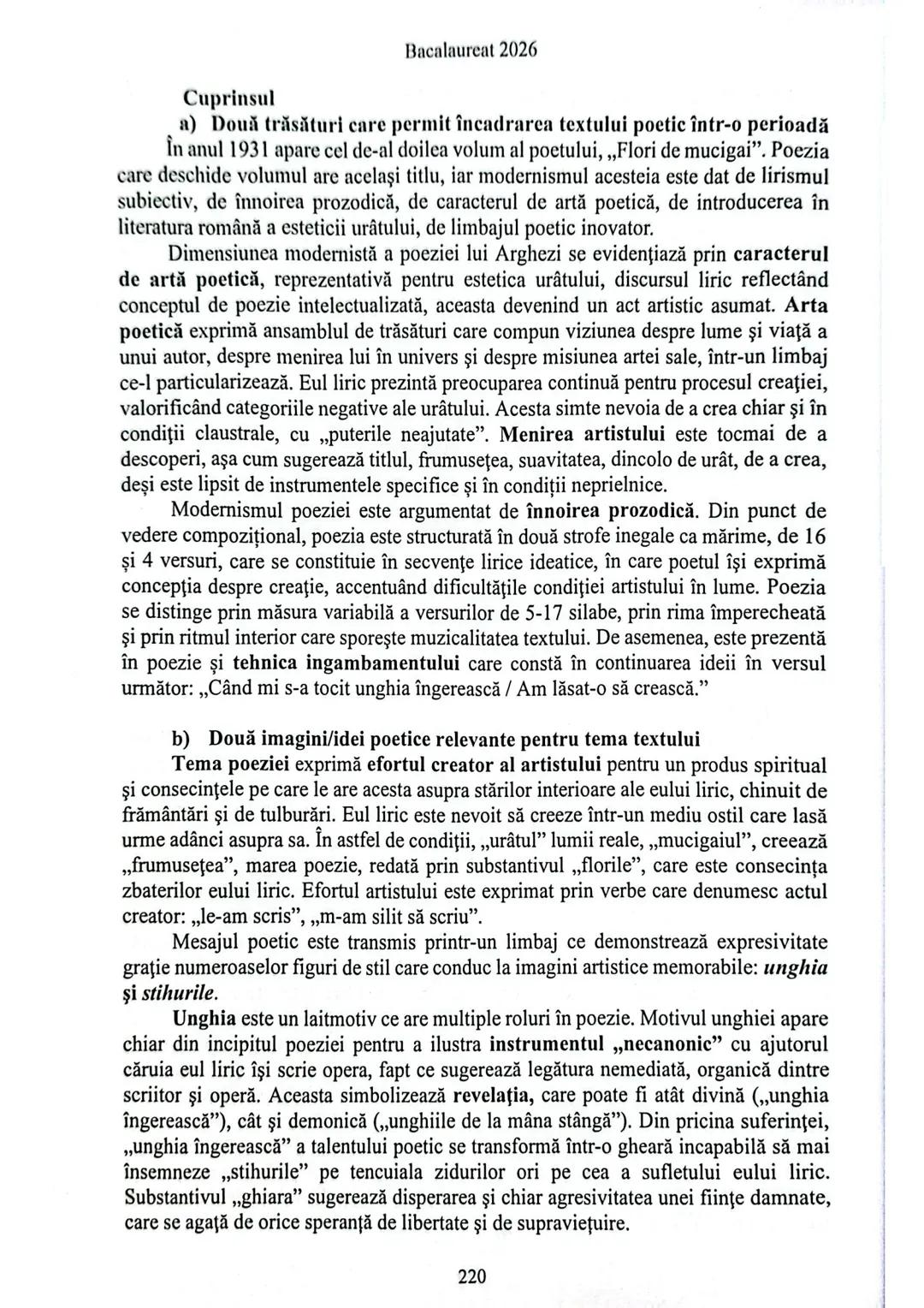 Bacalaureat 2026

3.2.3 Flori de mucigai de Tudor Arghezi

Le-am scris cu unghia pe tencuială
Pe un părete de firidă goală,
Pe întuneric, în