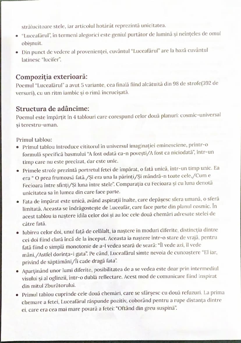 --- OCR Start ---
Luceafărul
Mihai Eminescu
Genul liric:
Genul liric cuprinde operele în care, cu ajutorul eului liric, sunt exprimate ideil