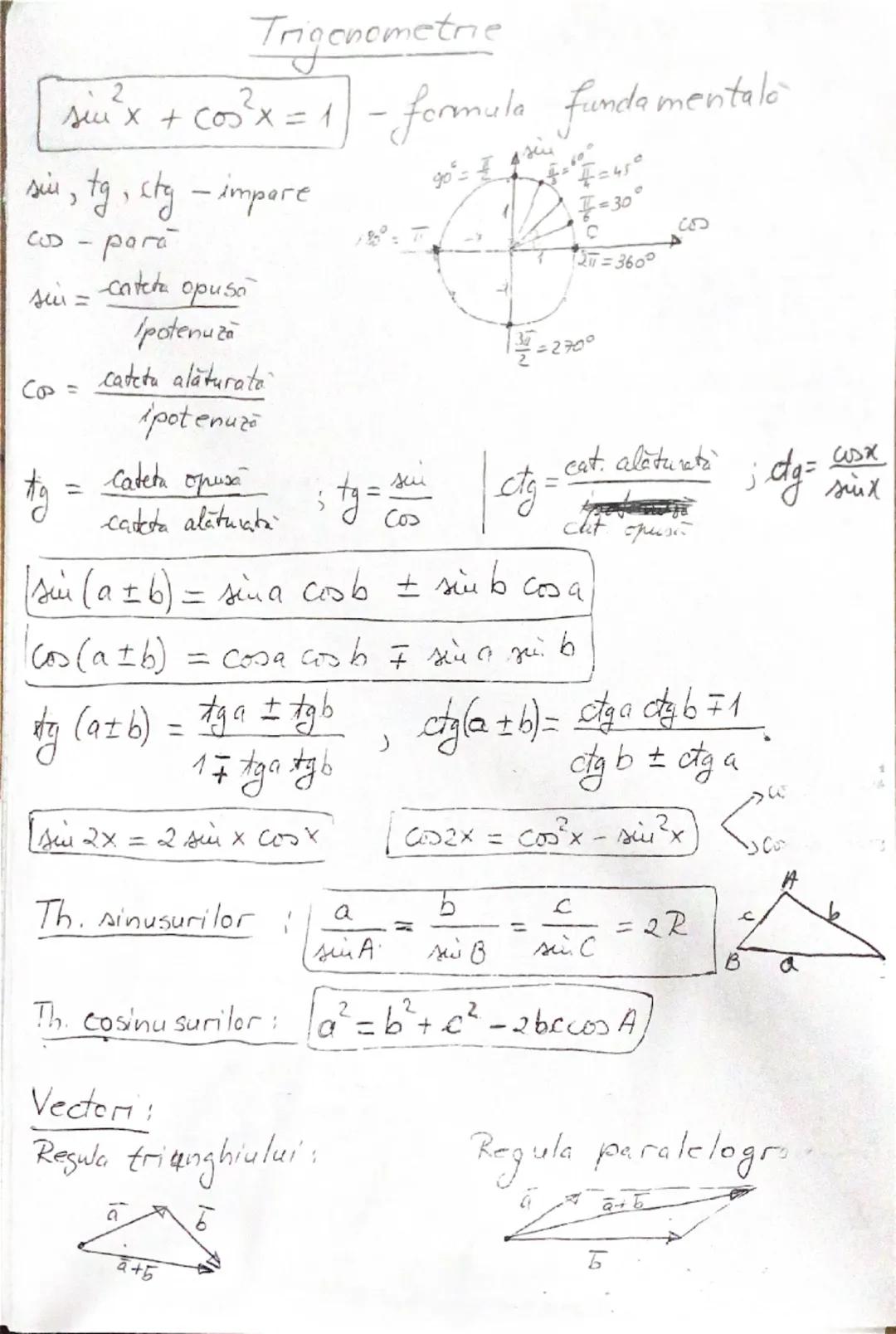 Derivate

c' = 0
x' = 1
$(x^n)' = nx^{n-1}$
$(\sqrt{x})' = \frac{1}{2\sqrt{x}}$
$(sin x)'= coox$
$(cos x)' = -sinx$
$(tg x)'= \frac{1}{cos^2