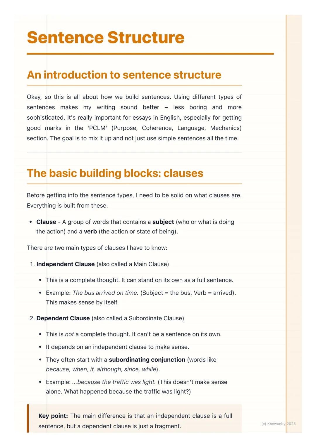 # Sentence Structure

An introduction to sentence structure

Okay, so this is all about how we build sentences. Using different types of
sen