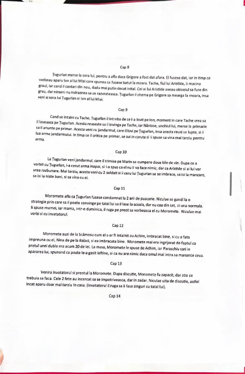 # PARTEA 1

# CAPITOLUL 1
Familia Moromete ajunge acasa de la camp si sunt prezentati membrii
familiei, Paraschiv, Nila, Achim si cele 2 fet