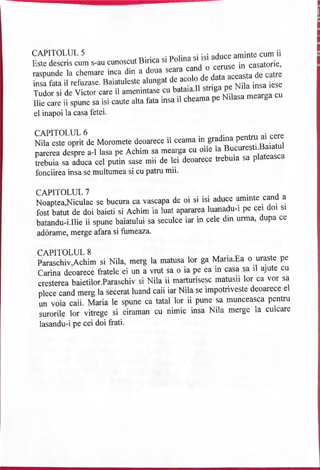 # PARTEA 1

# CAPITOLUL 1
Familia Moromete ajunge acasa de la camp si sunt prezentati membrii
familiei, Paraschiv, Nila, Achim si cele 2 fet