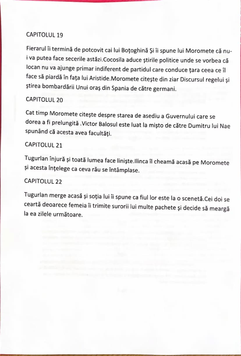 # PARTEA 1

# CAPITOLUL 1
Familia Moromete ajunge acasa de la camp si sunt prezentati membrii
familiei, Paraschiv, Nila, Achim si cele 2 fet