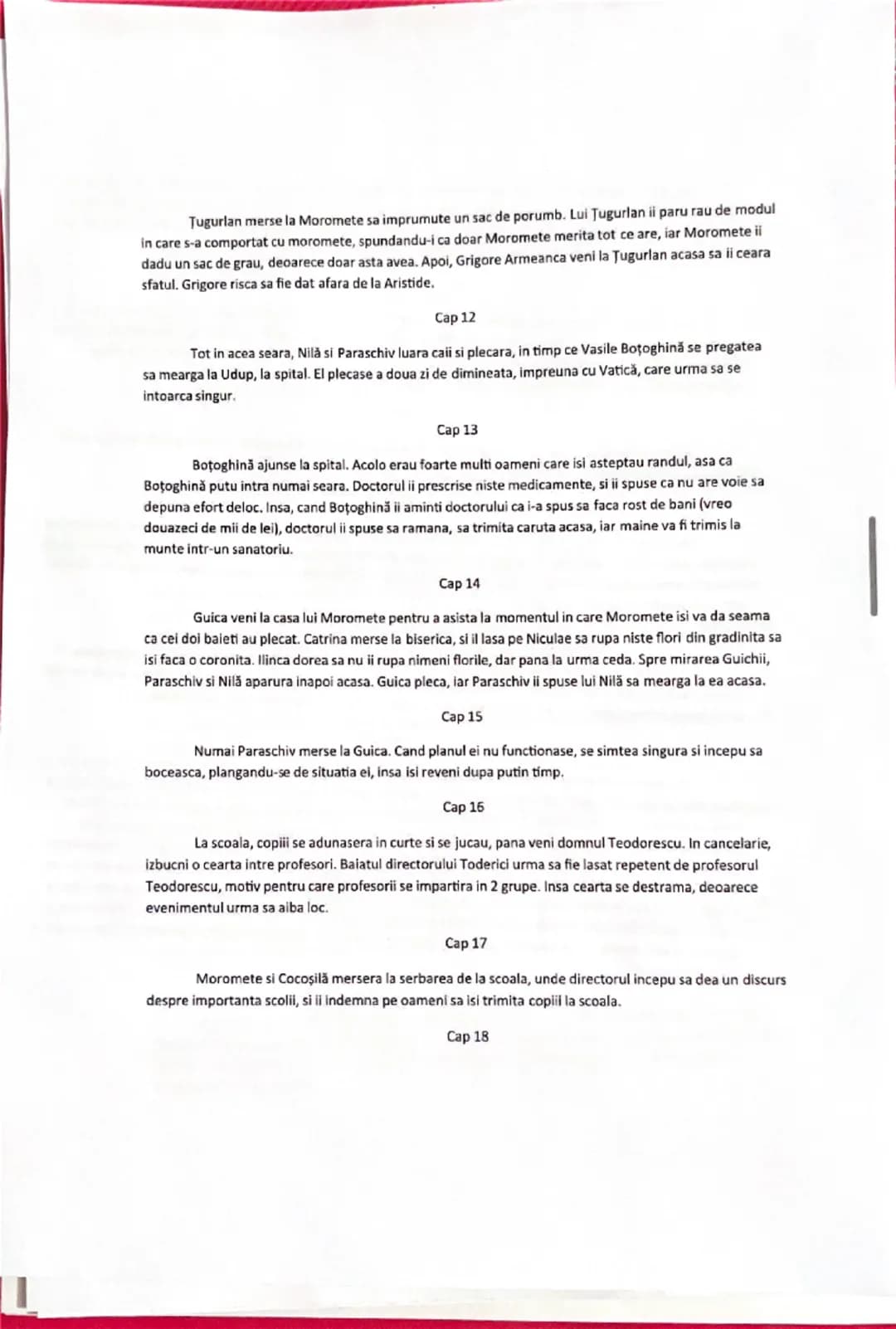 # PARTEA 1

# CAPITOLUL 1
Familia Moromete ajunge acasa de la camp si sunt prezentati membrii
familiei, Paraschiv, Nila, Achim si cele 2 fet