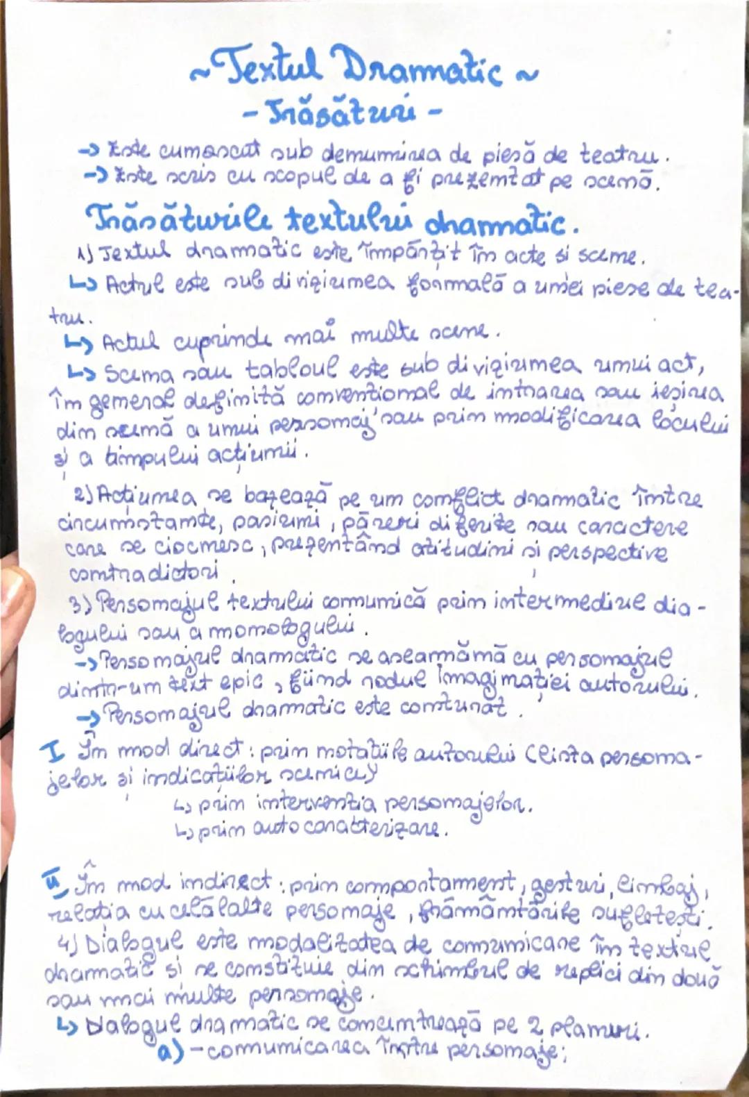 ~Textul Dramatic ~
- Trăsătuú -

→ Este cumascut sub denumirea de piesă de teatru.
-→ente scris cu xopul de a fi prezentat pe samo.

Trăsătu