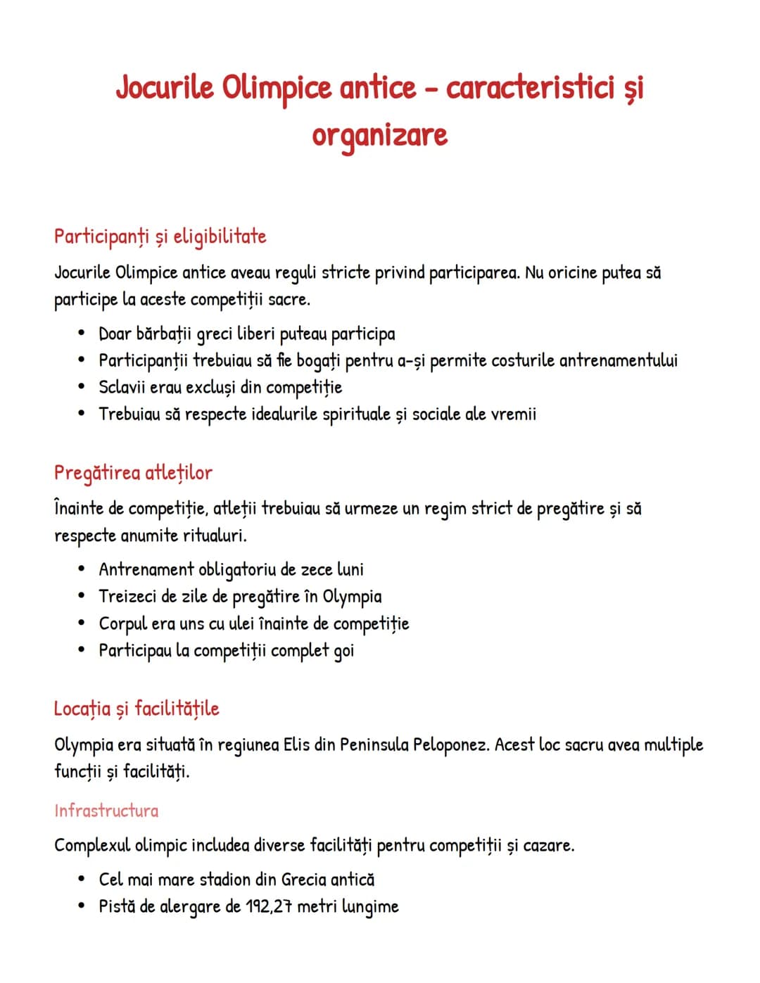--- OCR Start ---
Jocurile Olimpice antice - caracteristici şi
organizare
Participanţi şi eligibilitate
Jocurile Olimpice antice aveau regul