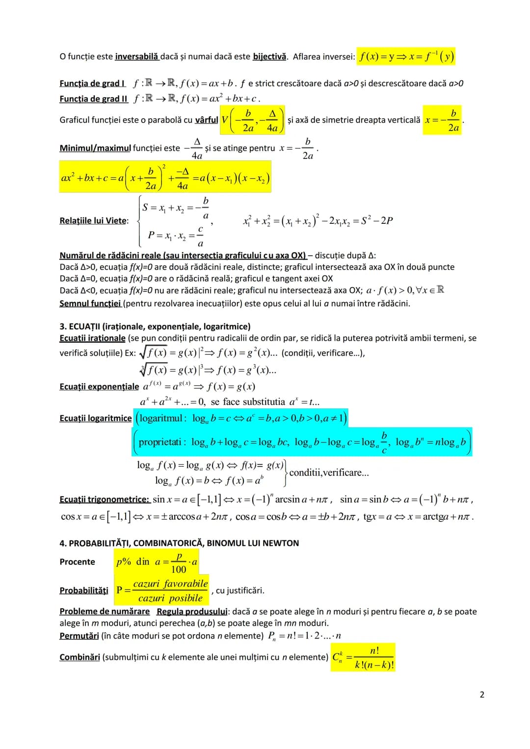 --- OCR Start ---
O funcţie este inversabilă dacă și numai dacă este bijectivă. Aflarea inversei: $f(x)=y\Rightarrow x=f^{-1}(y)$
Funcţia de