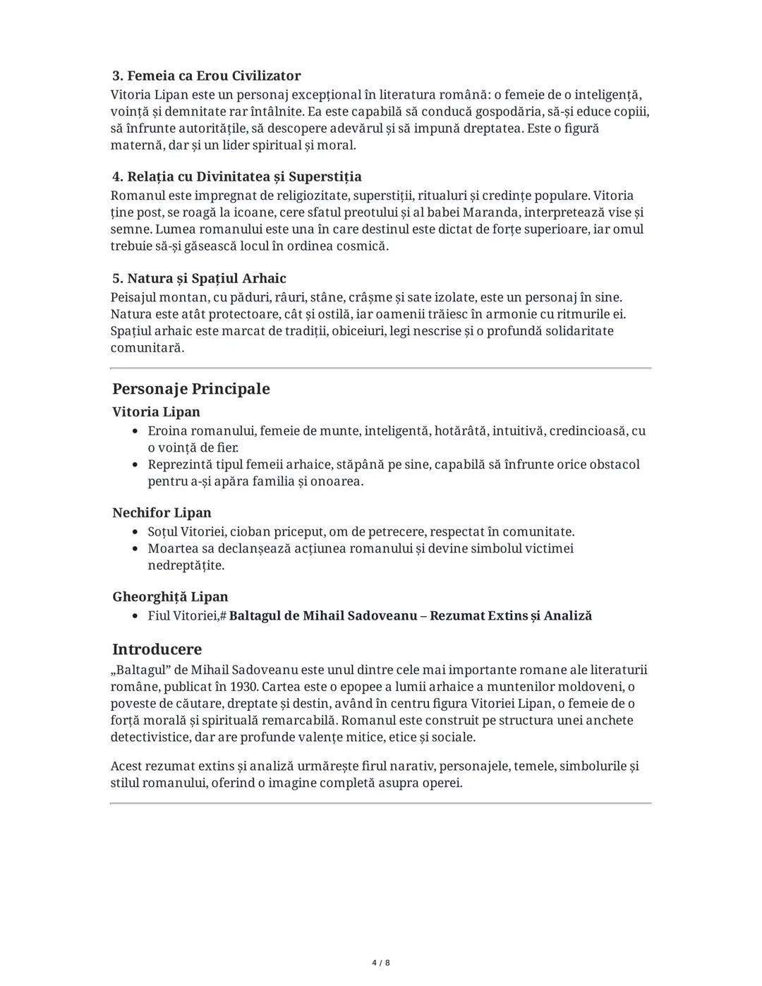 ## Baltagul de Mihail Sadoveanu - Rezumat Extins și Analiză

### Introducere

Romanul „Baltagul” de Mihail Sadoveanu este una dintre cele ma