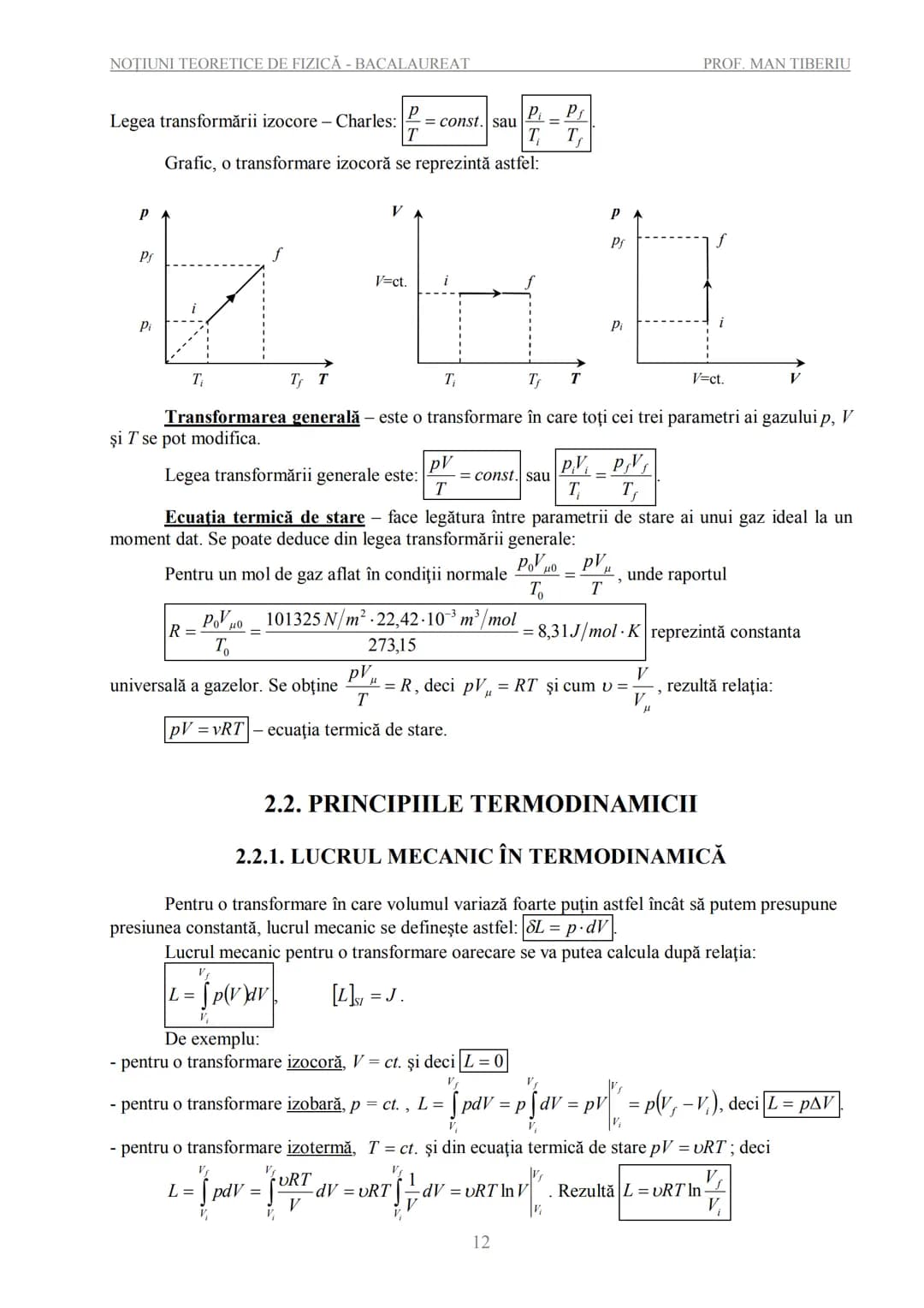 --- OCR Start ---
NOTIUNI TEORETICE DE FIZICĂ - BACALAUREAT
PROF. MAN TIBERIU
NOȚIUNI TEORETICE DE FIZICĂ
PENTRU EXAMENELE DE BACALAUREAT
ȘI