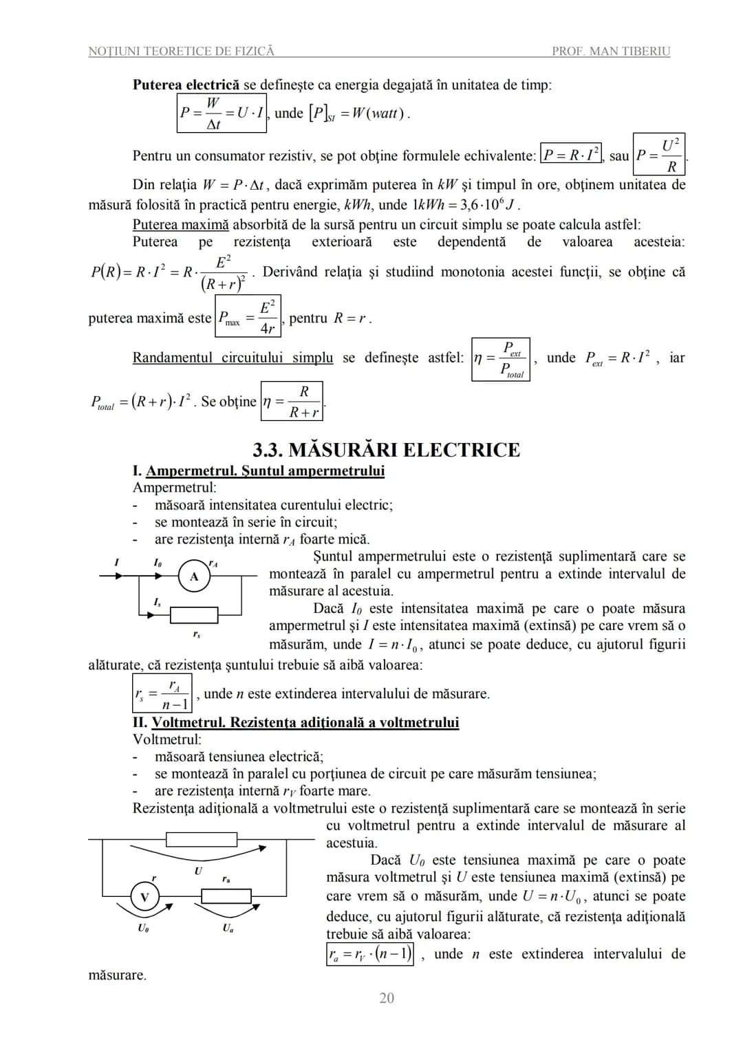 --- OCR Start ---
NOTIUNI TEORETICE DE FIZICĂ - BACALAUREAT
PROF. MAN TIBERIU
NOȚIUNI TEORETICE DE FIZICĂ
PENTRU EXAMENELE DE BACALAUREAT
ȘI